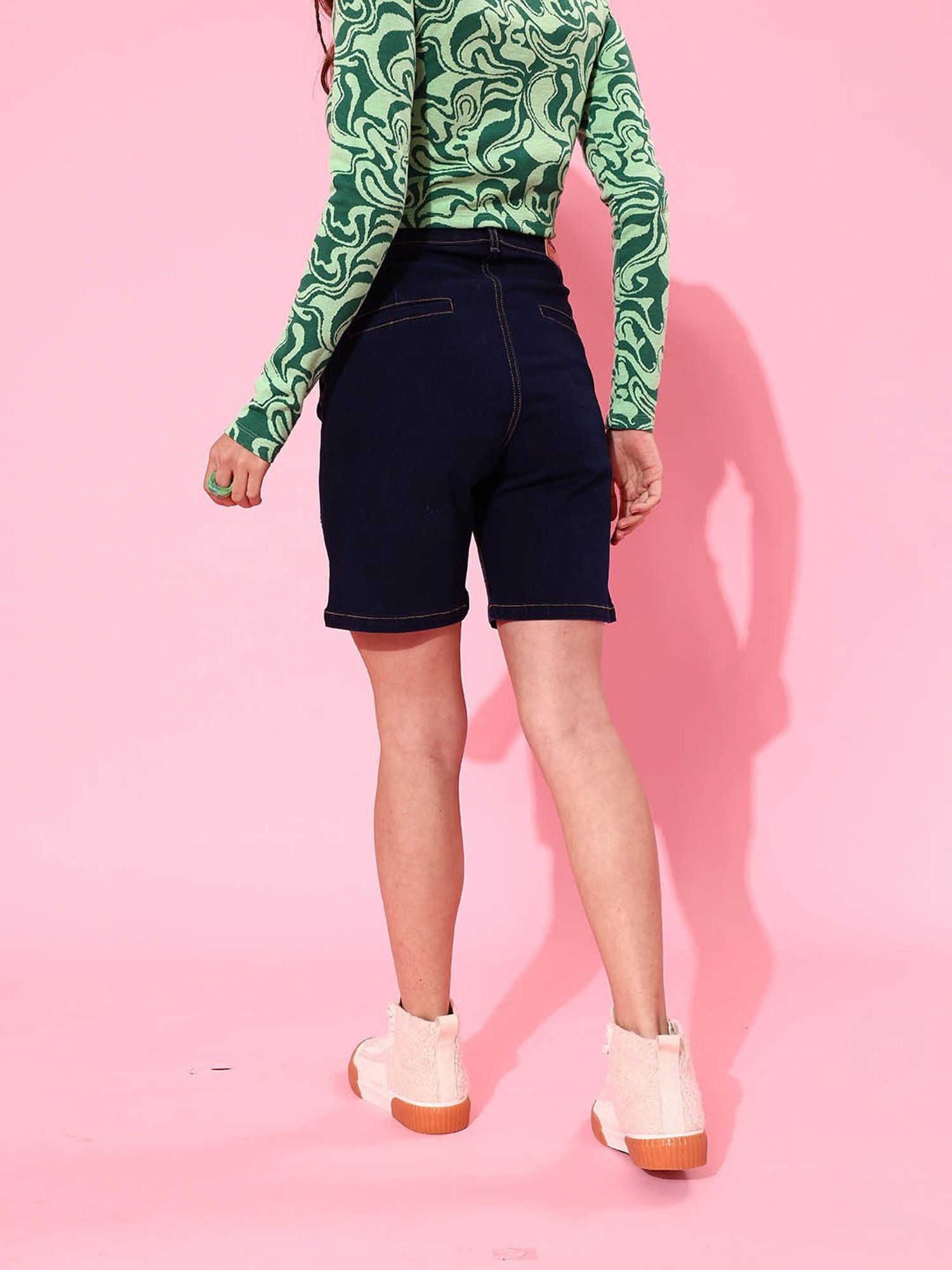 DOLCE CRUDO Dark Blue Denim Shorts