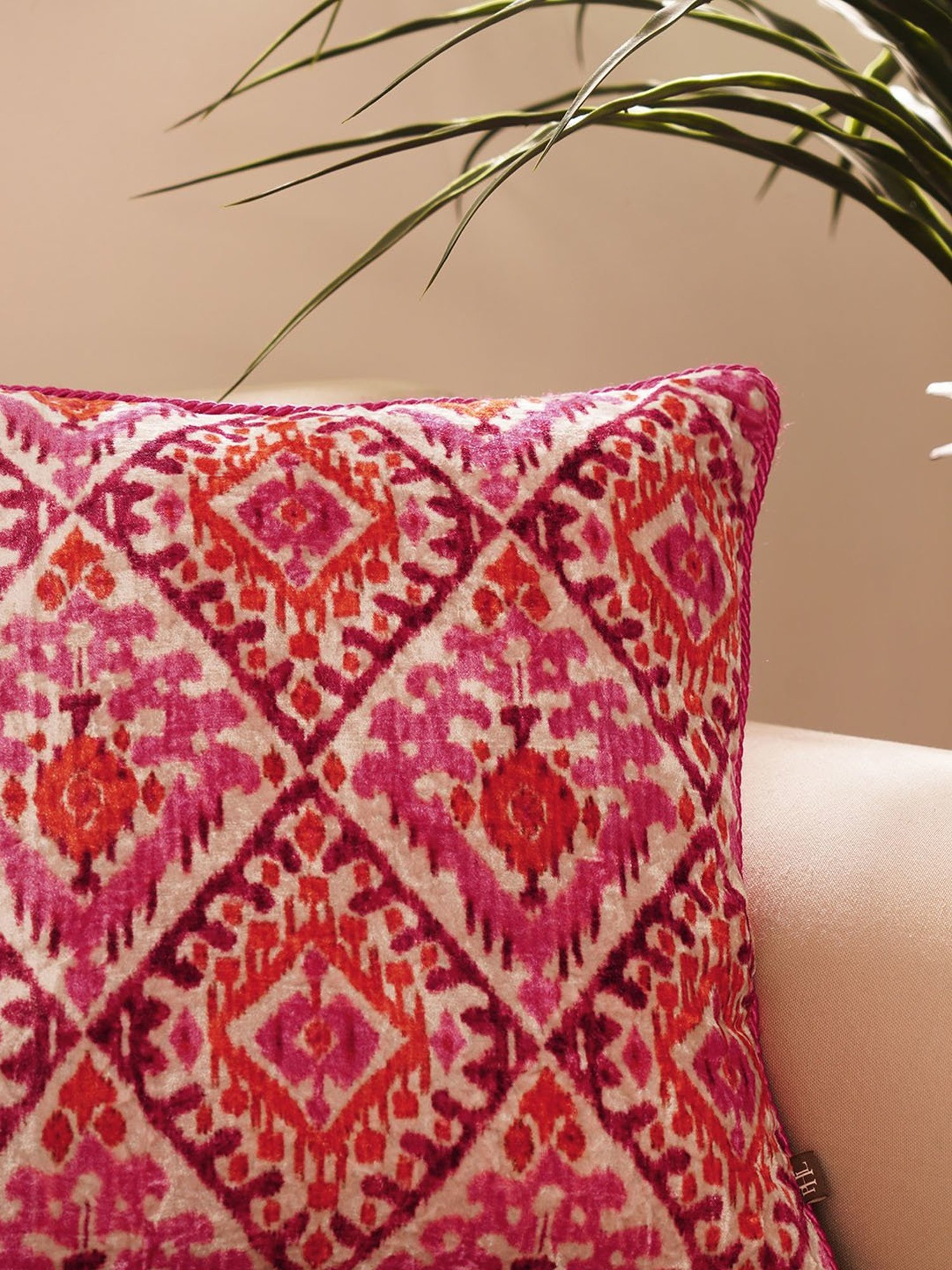 Pure Home and Living Pink Cotton Digital Print Cushion Cover