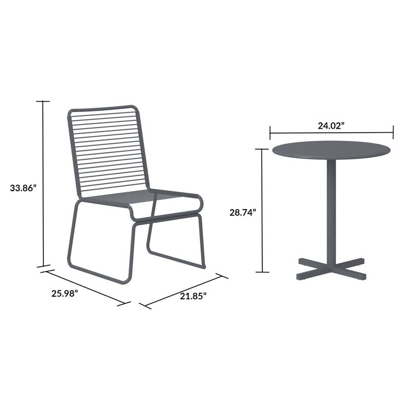 Nyla 3pc Patio Bistro Set - Charcoal Gray - CosmoLiving