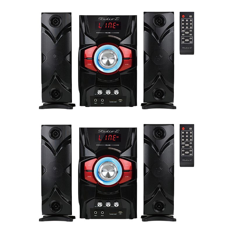 Studio Z 2 x ZMX-3000 3 Piece Home Audio Music Sound System with 3 Inch Speakers, Remote Control, and 6.5 Inch Subwoofer (2 Pack)