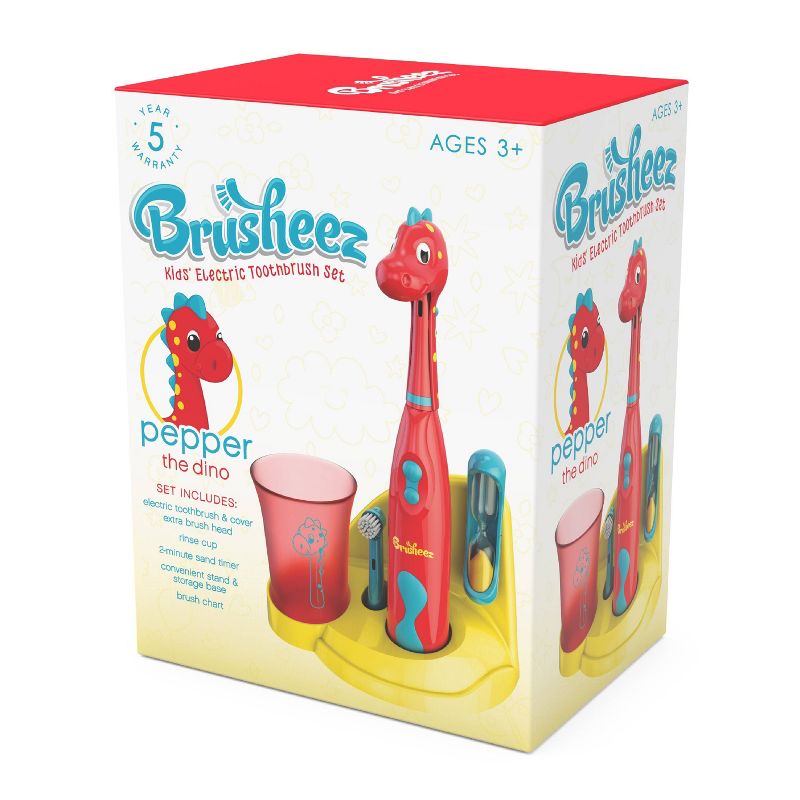 Brusheez Pepper the Dinosaur Kid's Electric Toothbrush Set