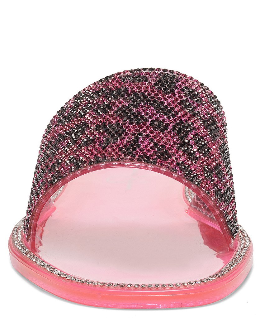 Jessica Simpson Kassime Leopard Print Embellished Jelly Slides