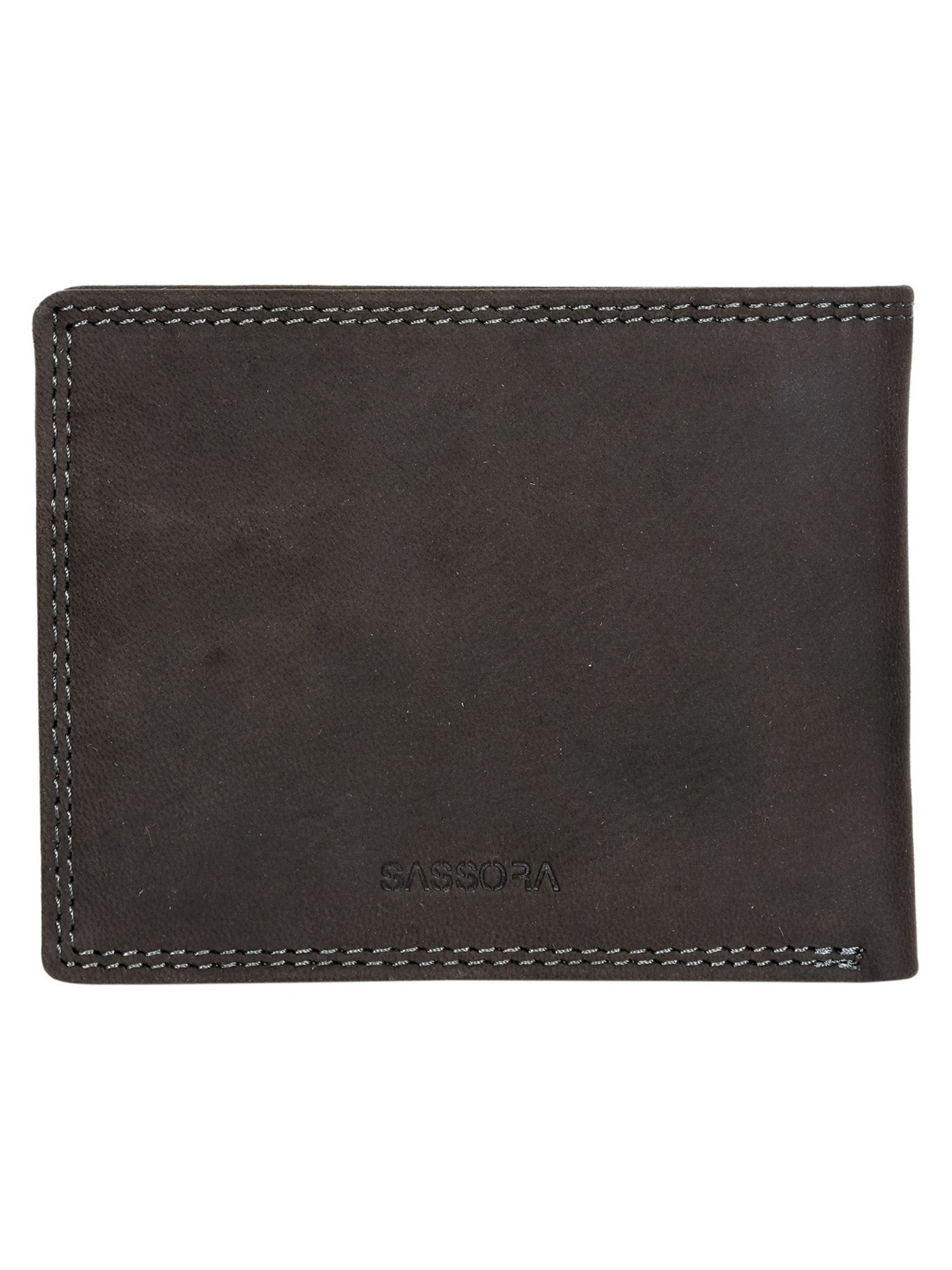 SASSORA ARLO Black Leather Textured Bi-Fold Wallet