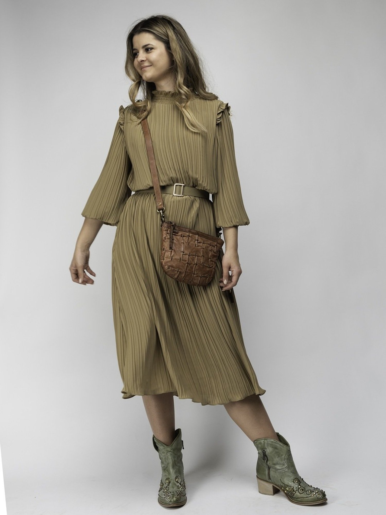 Art N Vintage Carla Cognac Leather Textured Small Sling Handbag