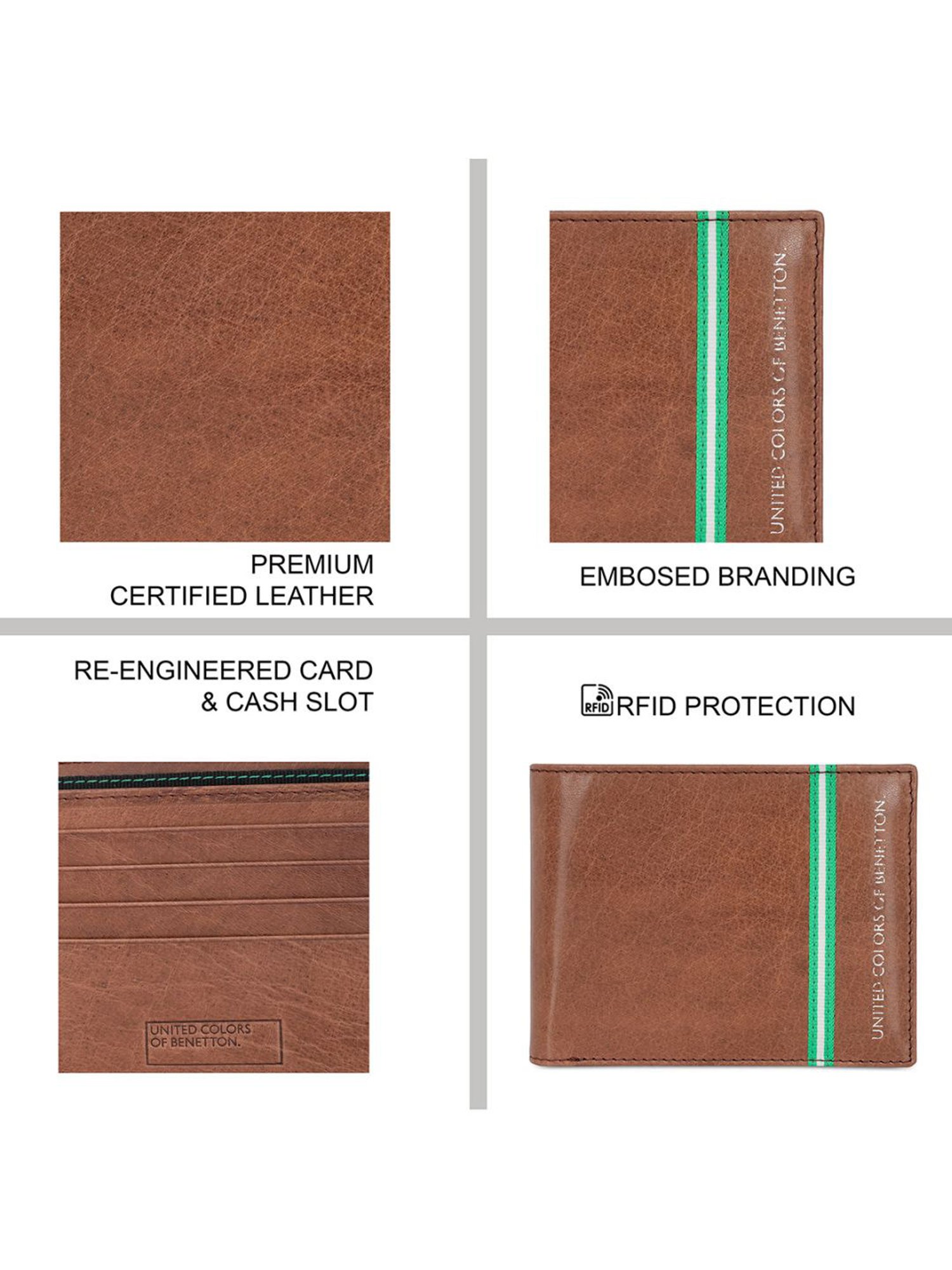 United Colors of Benetton Natalio Brown Leather Solid Bi-Fold Wallet