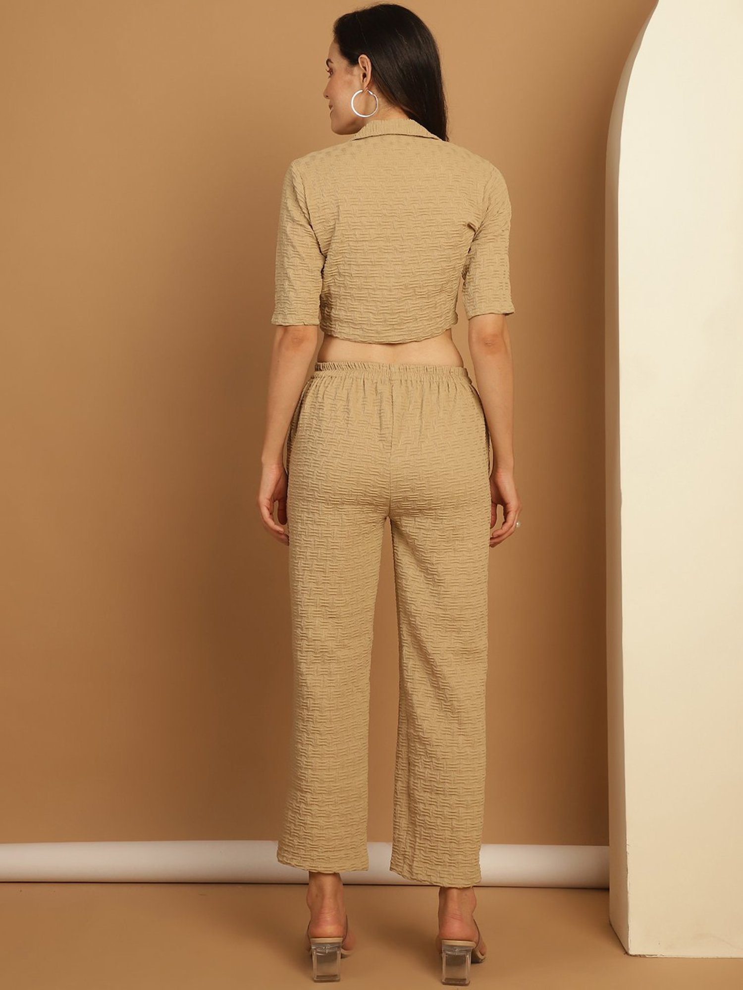 Indian Needle Beige Crop Top & Pant Set