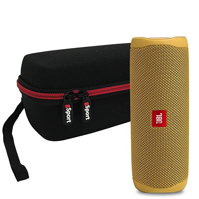 FLIP 5 Portable Speaker IPX7 Waterproof Bundle with gSport Deluxe Hardshell Case (Black)