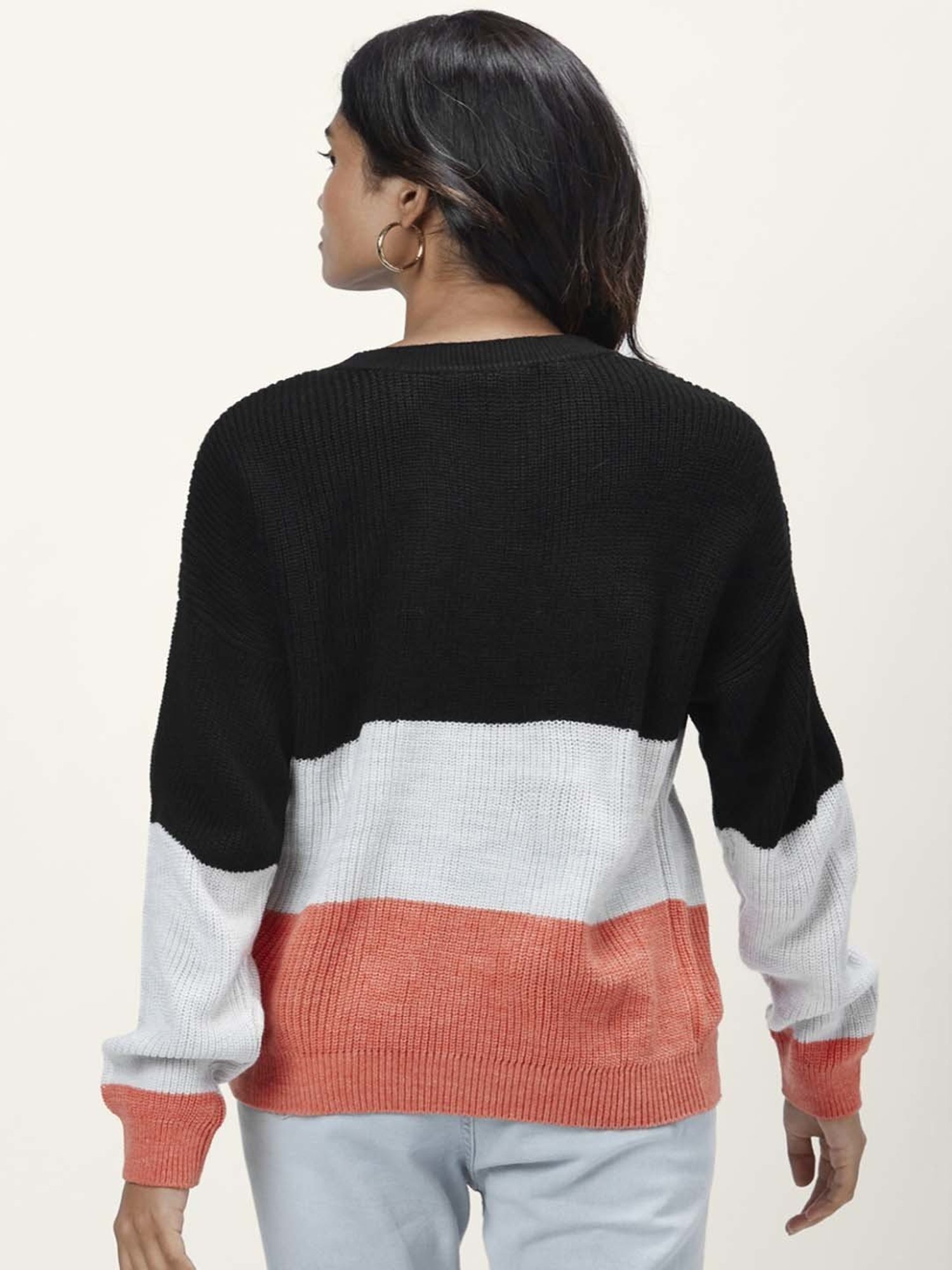 Honey by Pantaloons Black Color-Block Sweater