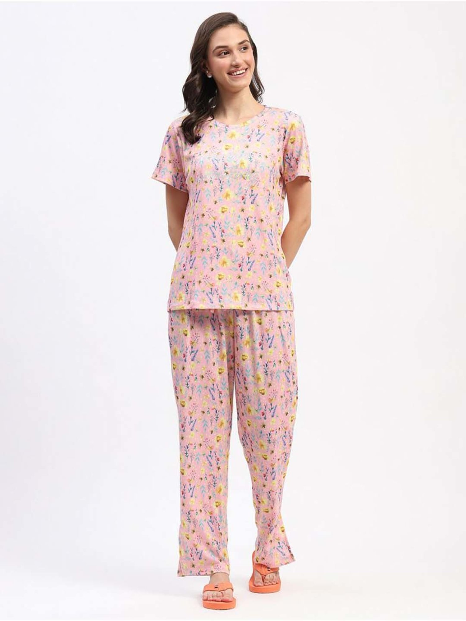 MADAME M Secret Pink Printed T-Shirt Pyjamas Set
