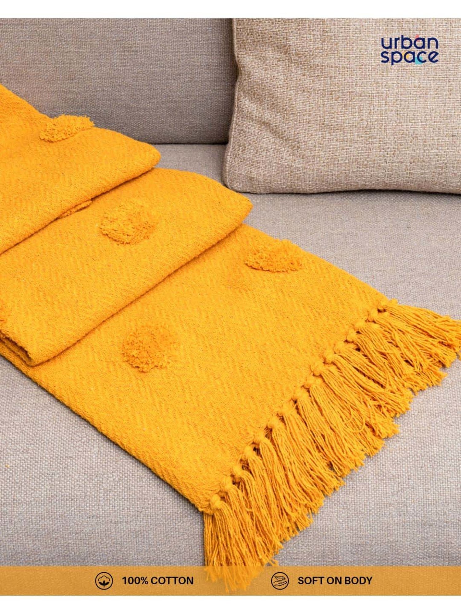 Nestasia Red & Cream Chevron Cotton Knitted Throw blanket with texture for Living Room or Bedroom