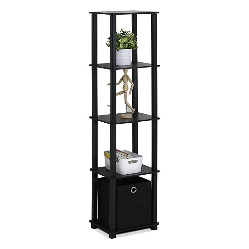 Decorative Shelf With Bin Black