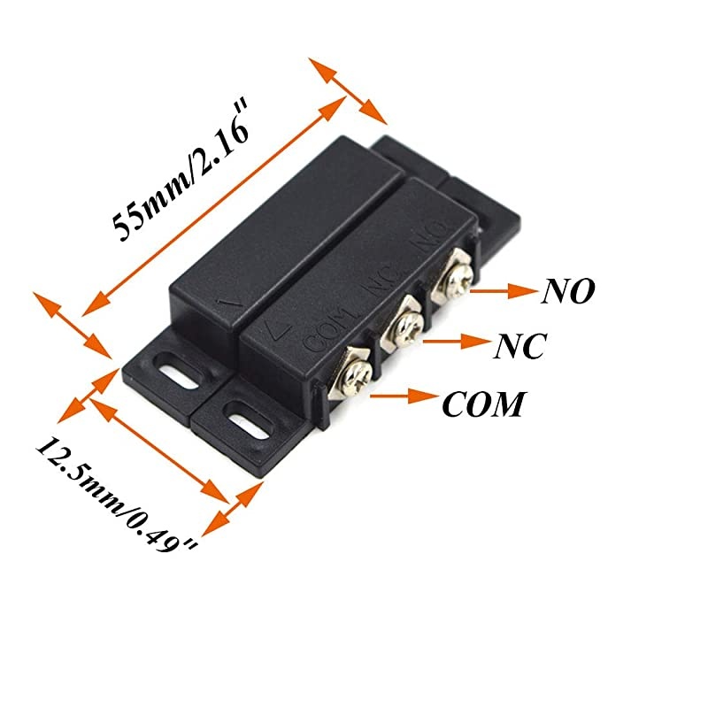 5Sets Magnetic Reed Switch Normally Open Closed NC NO Door Alarm Window Security/Magnetic Door Switch/Magnetic Contact Switch/Reed Switch for GPS,Alarm or Other Device,DC 5V 12V 24V Light