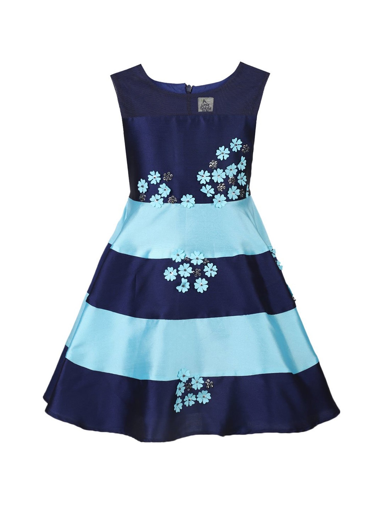 A Little Fable Kids Blue Embellished Dress