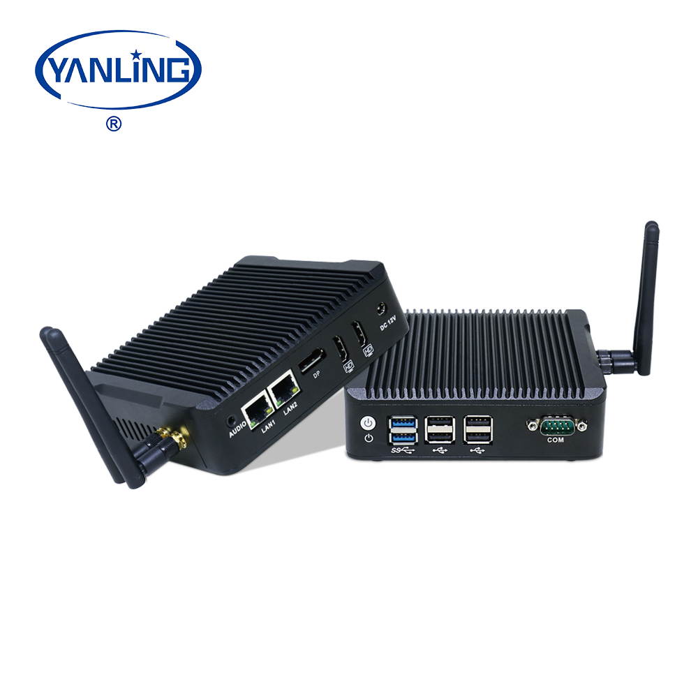 Fanless Mini PC,Intel Celeron N3160 Quad Core Dual Lan Mini Cmputer,Desktop Computer for Win 7 8 10 Linux OS with 1DP/2HDMI/2USB3.0/4USB2.0/1COM(4G RAM/32G SSD)