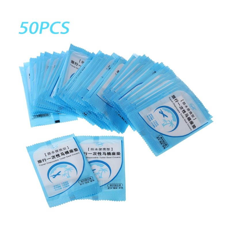 50Pcs/Pack Disposable Toilet Seat Cover Mat Portable Waterproof Safety Toilet Seat Pad For Travel Camping Commuting 63HF
