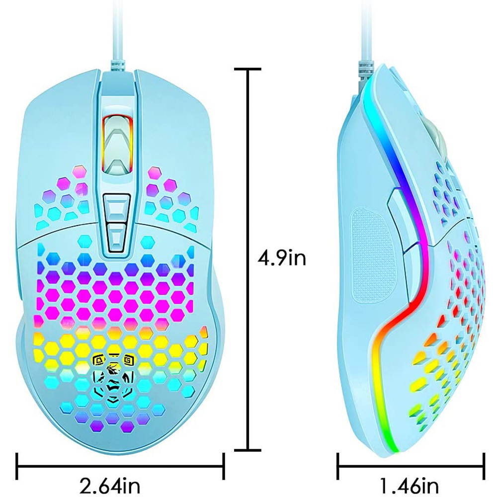 Ergonomic Lightweight Gaming Mouse Wired Honeycomb Hollow RGB Streamer 4000 DPI Programming Optical Sensor Pixert 3325 78G Gaming Mice for PC X-BOX PS4 Gamer