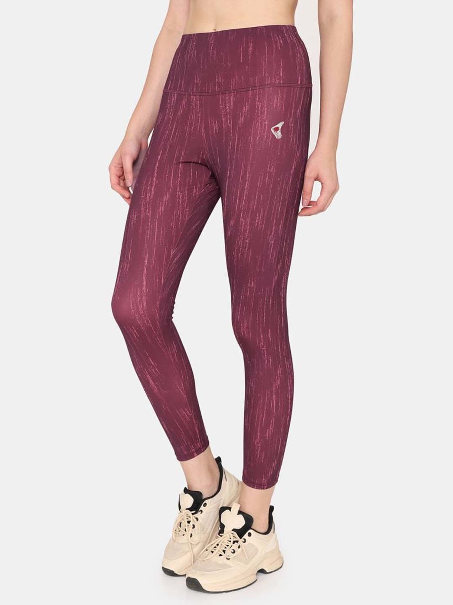 Zelocity by Zivame Purple Printed Mid Rise Tights