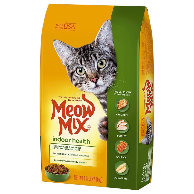 Meow Mix Indoor Health with Flavors of Chicken, Turkey & Salmon Adult Complete & Balanced Dry Cat Food - 6.3lbs