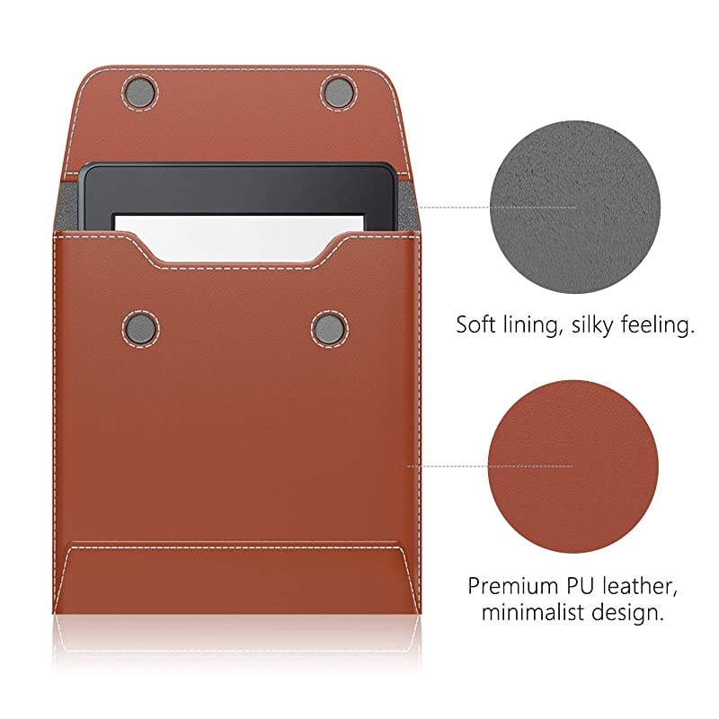 6" Sleeve Case Compatible with All New Kindle 10th Gen 2019/Kindle Paperwhite 2018, PU Leather Pouch Protective Bag Cover Fits Kindle Voyage/Oasis 6"/Kindle 8th Gen E-Reader - Light Brown