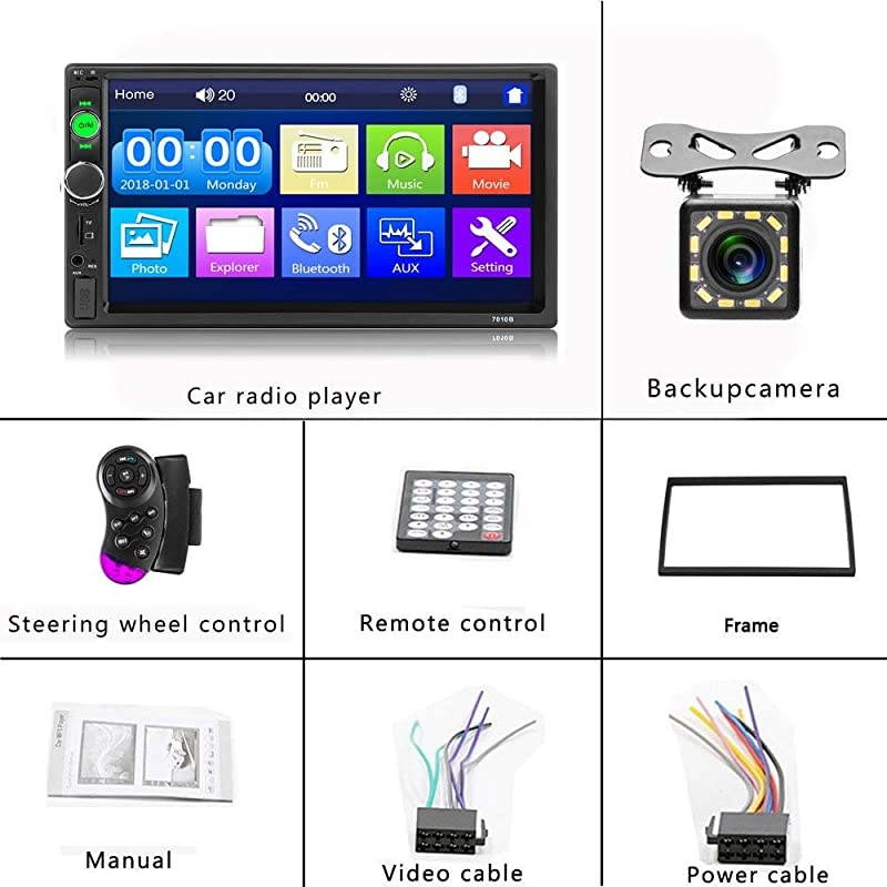 Stereo 2 din Radio 7quot HD Player MP5 Touch Screen Digital Display Bluetooth Multimedia USB 2din Autoradio Mobile Phone interconnetion with 12 LED Backup Camera
