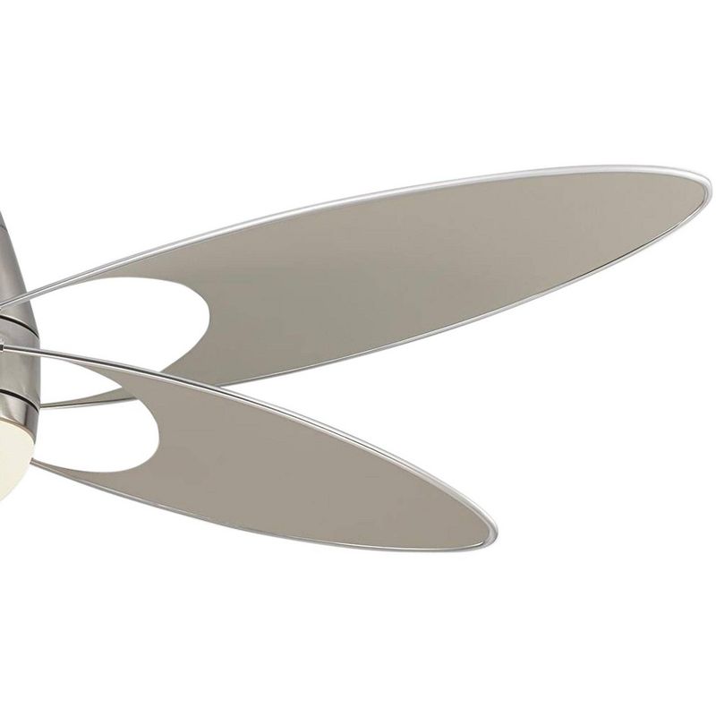 54" Monte Carlo Butterfly Brushed Steel Damp LED Ceiling Fan