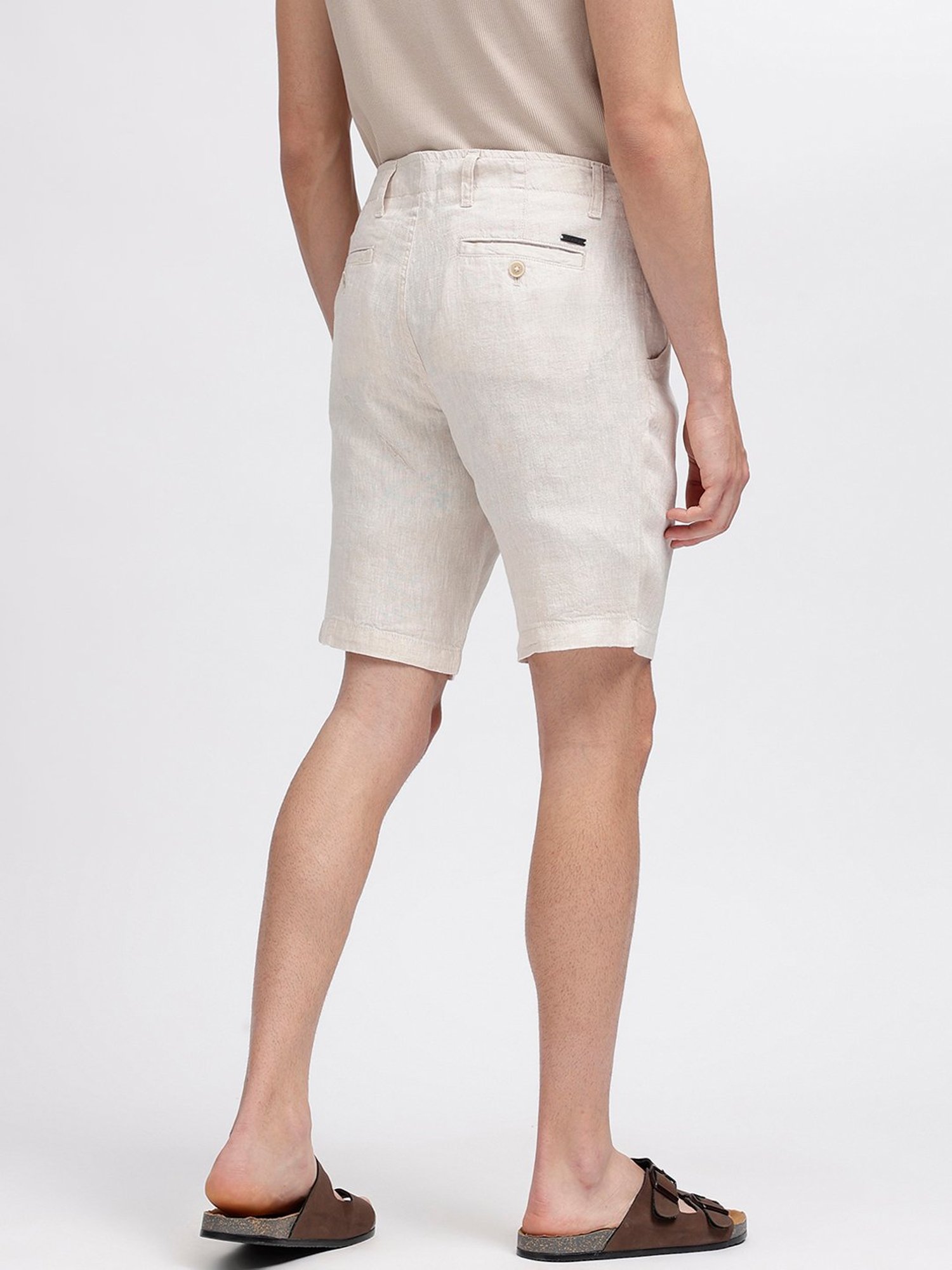 Bruun & Stengade Beige Regular Fit Linen Shorts