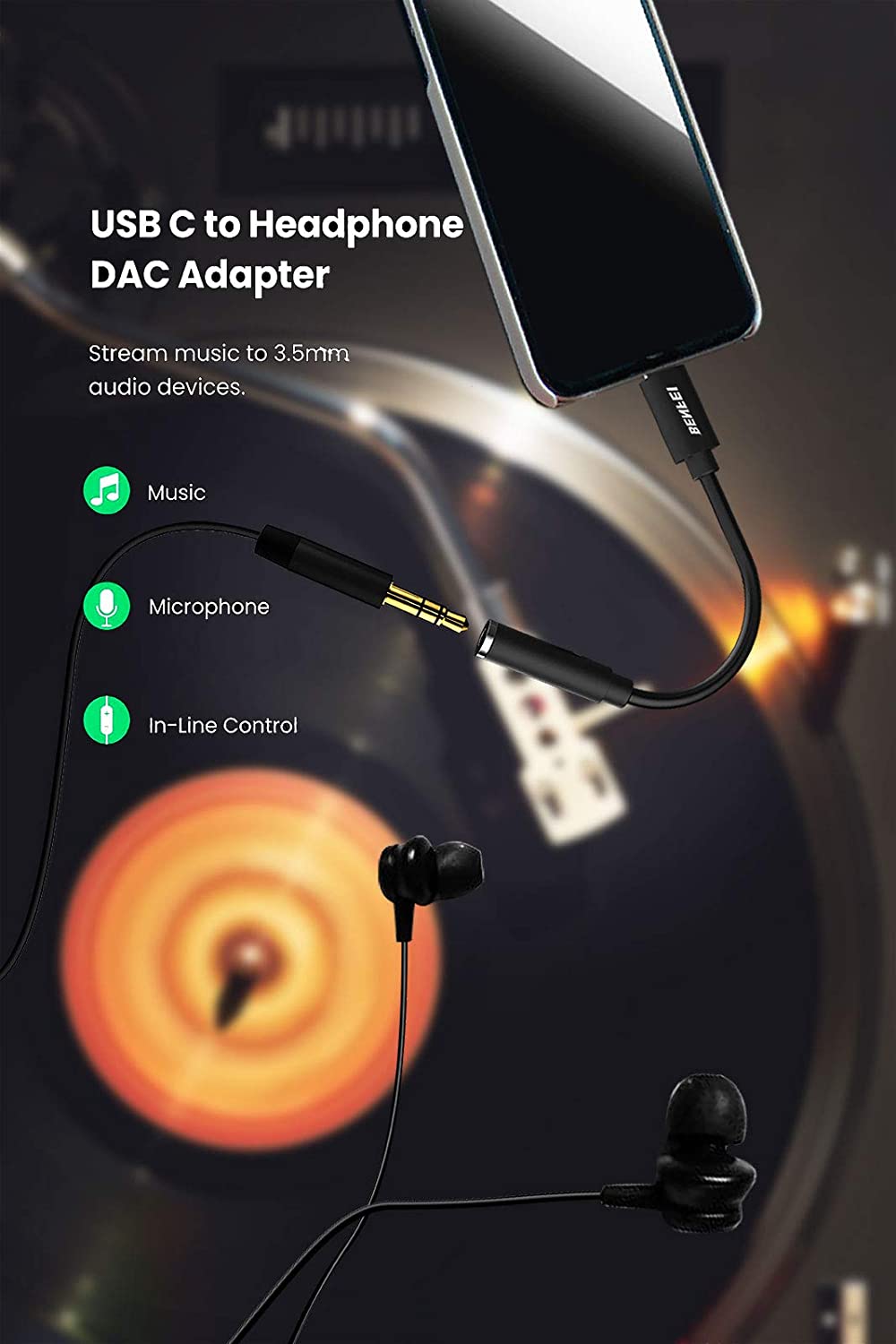 USB-C to 3.5mm Headphone Jack Adapter,USB Type-C to 3.5mm Adapter Nylon Cable [DAC Hi-Res] Compatible with iPad Pro New 2018 2019, Pixle 2/XL/3,HTC, Samsung S10/S8/S9/Note 8