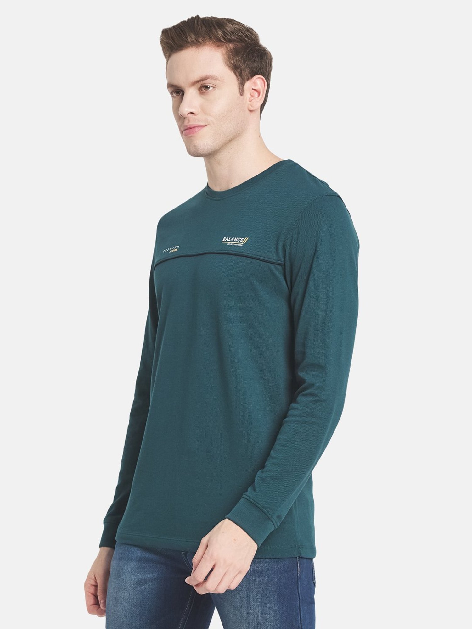 Mettle Green Cotton Regular Fit T-Shirt