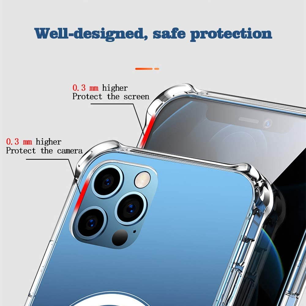 Designed for iPhone 12 Pro/12 Case 6.1", Magnetic Phone Case Compatible with MagSafe, [Anti-Yellow] [Ultra Slim] [200% Drop Protection] TPU+PC Hybrid Protective Cover for iPhone 12 Pro - Clear