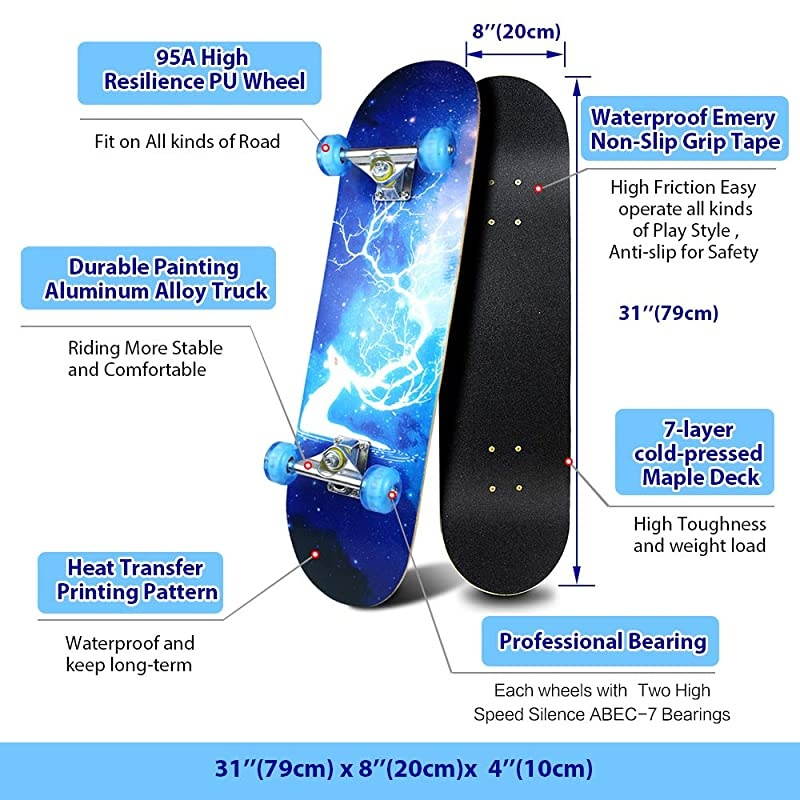 Sport Outdoor Electric Skateboard Longboard Dancing Board Double Rocker Board Waterproof Diamond Griptape Sheet Sticker Deck Sandpaper (Cloud Crance)