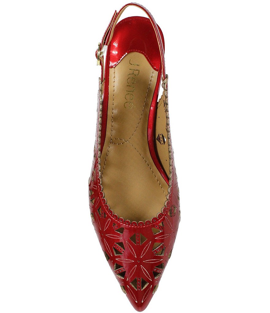 J. Renee Eloden Pearl Patent Laser Cut Slingback Pumps