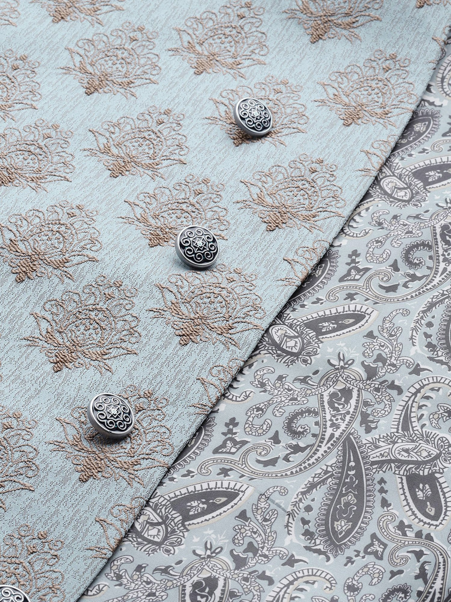 ManQ Blue Slim Fit Nehru Jacket