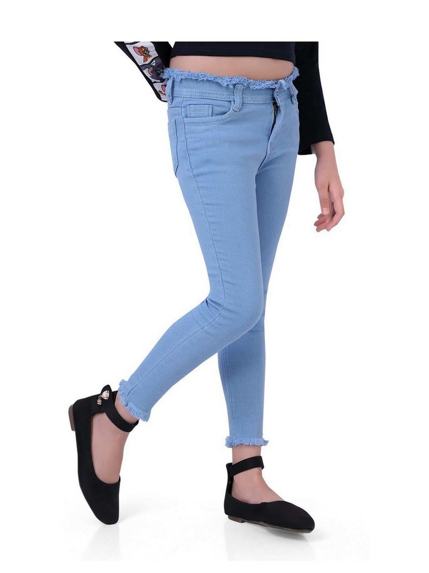 poplins Girls Blue Regular Fit Jeans