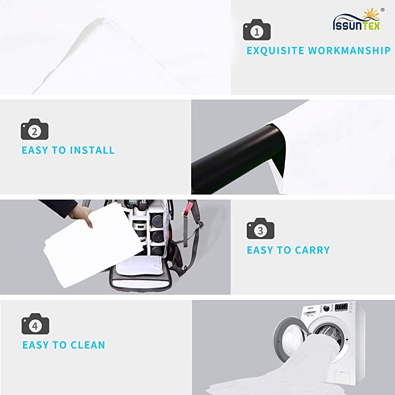 5X65 ft White Background BackdropPhoto StudioCollapsible High Density Screen for Video Photography and Television