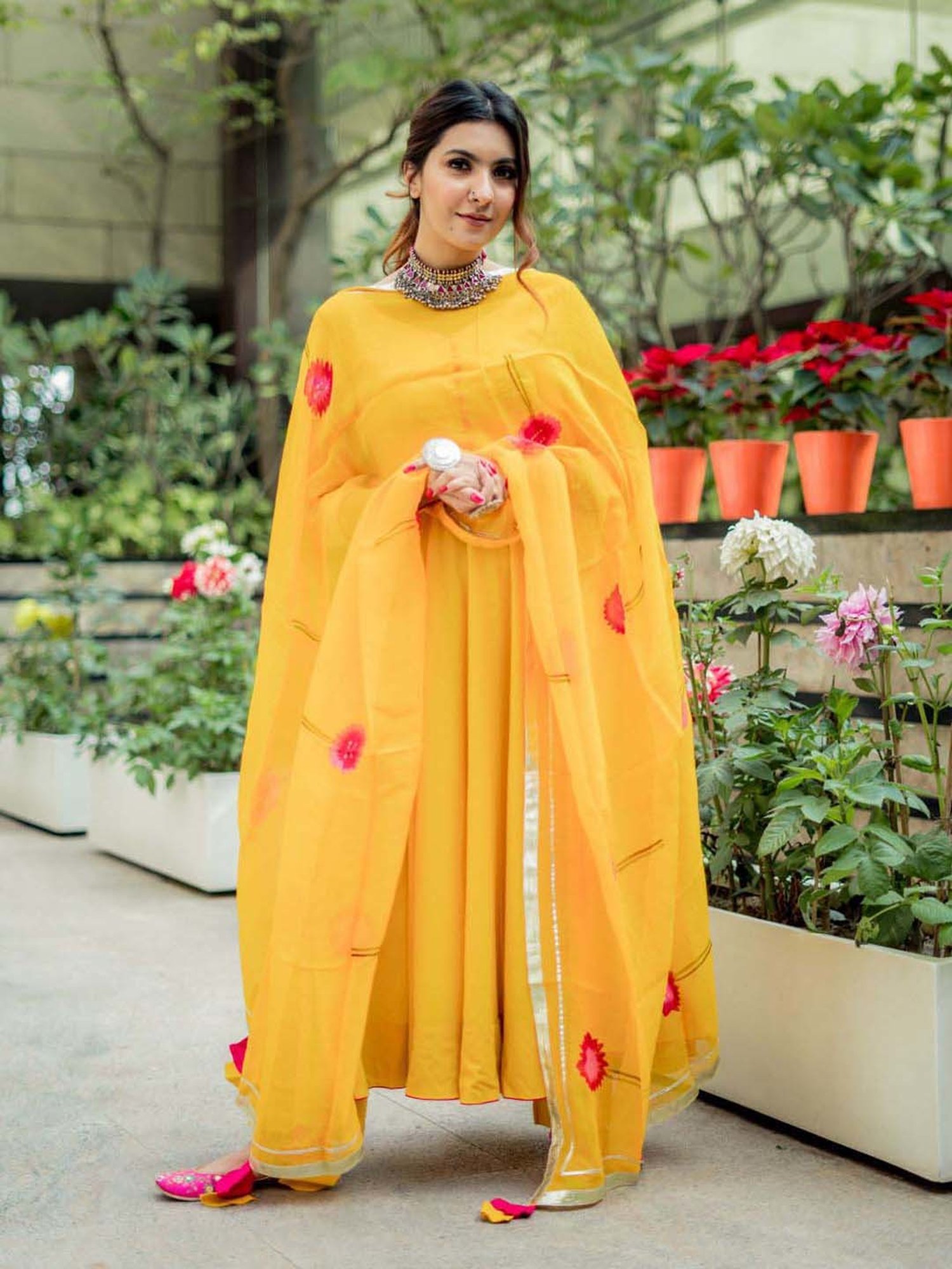 AACHHO Yellow Cotton Kurta Pant Set With Dupatta