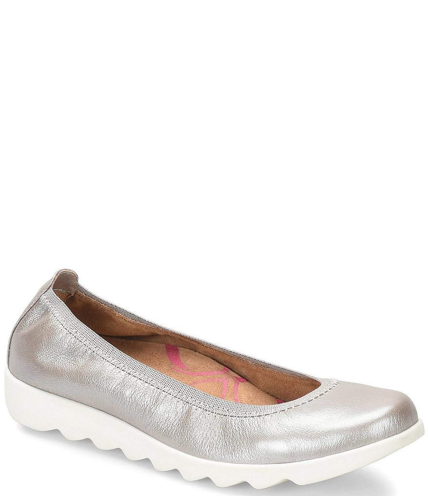 Comfortiva Grace Metallic Leather Elastic Skimmers Flats