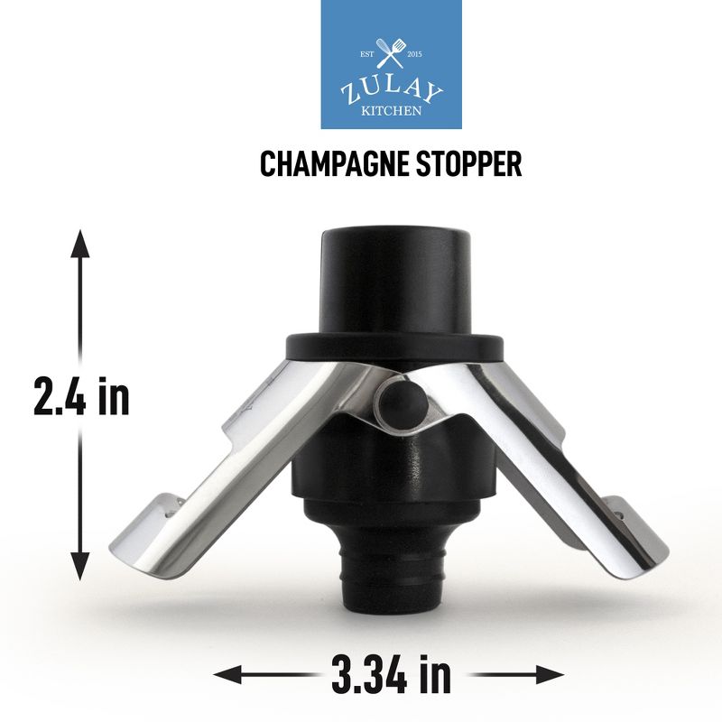 Zulay Kitchen Champagne Stopper & Cork with Built-In Pressure Pump - Black