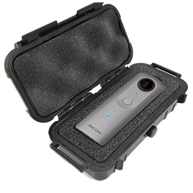 CASEMATIX Impact Protection WATERPROOF Travel Case For Ricoh Theta S Digital Camera and Theta M15 360 Degree Spherical Panorama Cameras - Includes Dense Absorbing Foam and Rubber Lining Seal