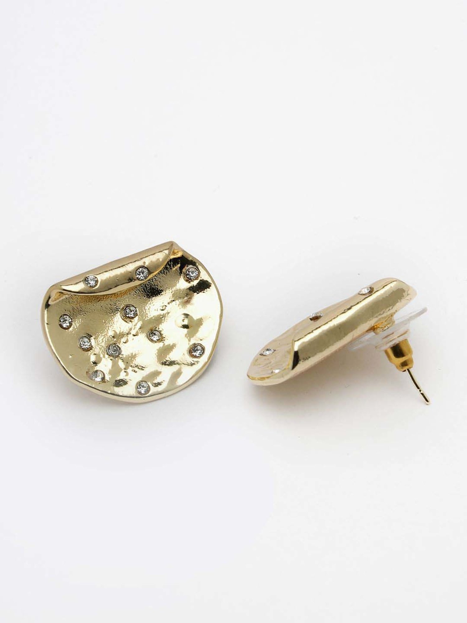 NVR Gold & Silver Brass-Plated Artificial Stones Studded Stud Earrings for Women - Set of 2