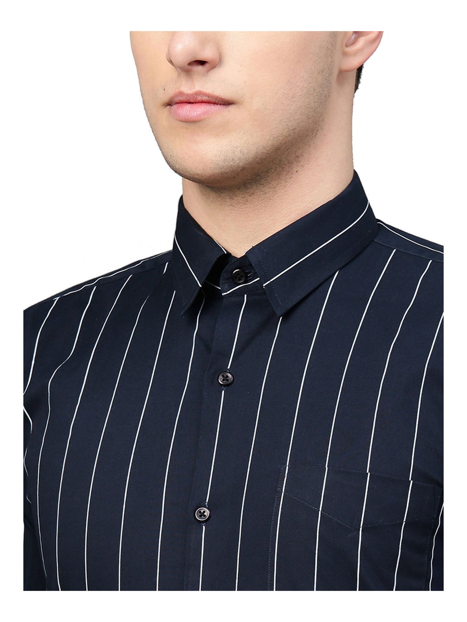 Hancock Navy Striped Cotton Shirt