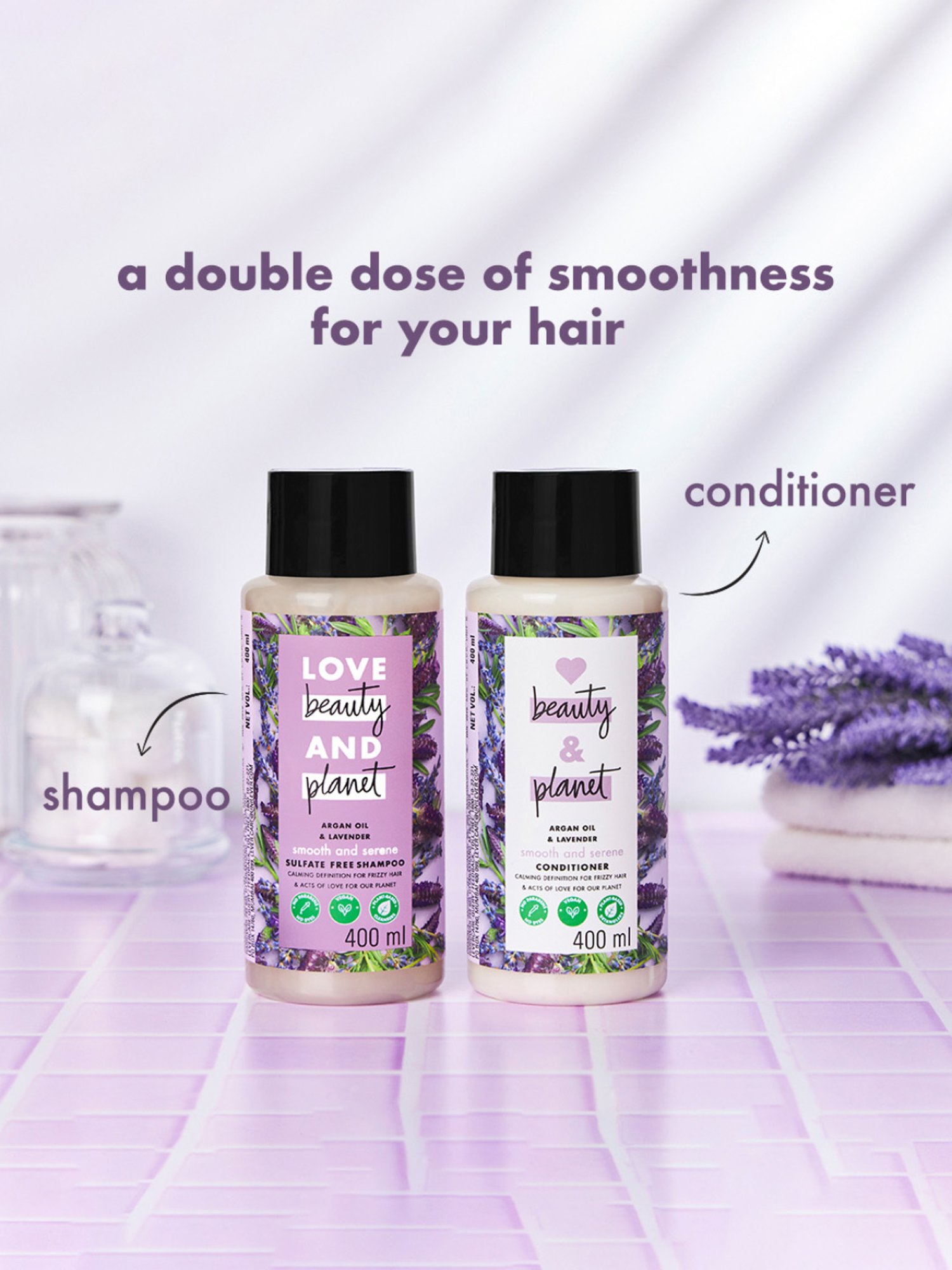 Love Beauty & Planet Argan Oil & Lavender Smooth and Serene Conditioner - 400 ml