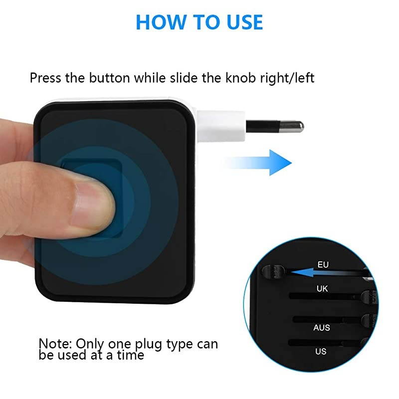 Travel Adapter Universal Power Adapter Worldwide All in One 4 USB with Electrical Plug Perfect for European US, EU, UK, AU 160 Countries (White) &iexcl;&shy;