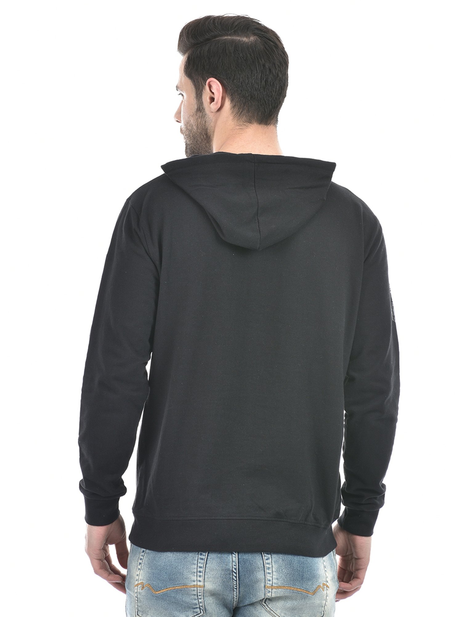 Lawman Pg3 Black Regular Fit Printed Hooded Sweatshirt