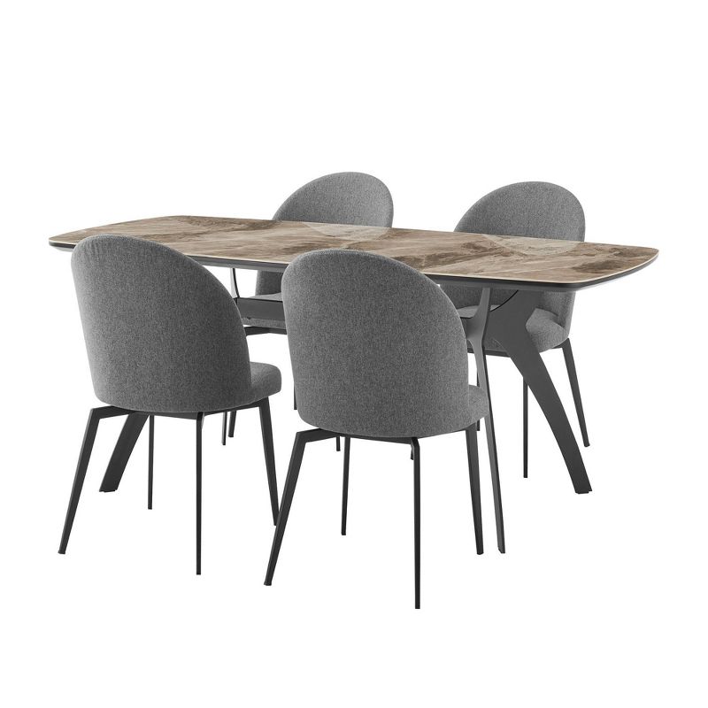 5pc Andes and Sunny Rectangular Dining Set Gray - Armen Living