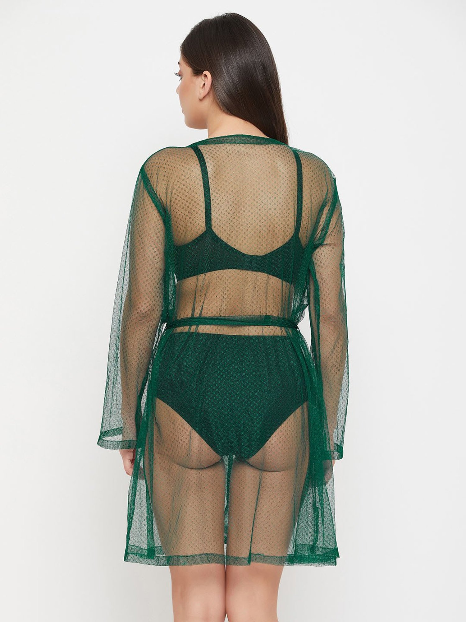 Clovia Green Lace Robe