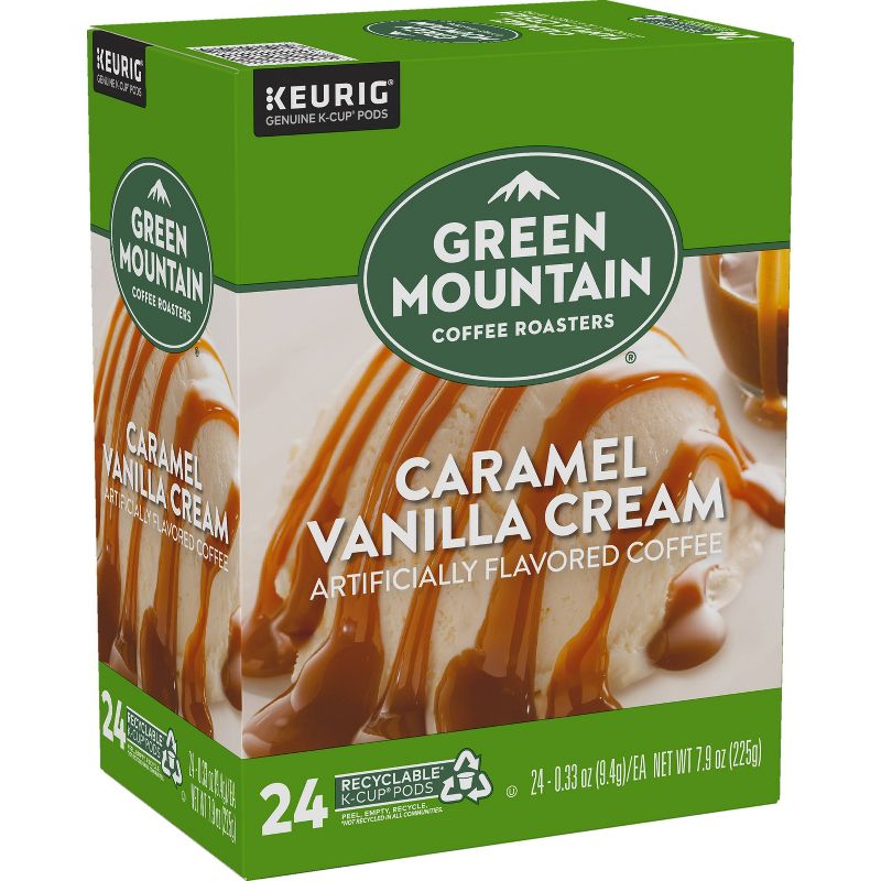 24ct Green Mountain Coffee Caramel Vanilla Cream Keurig K-Cup Coffee Pods Flavored Coffee Light Roast