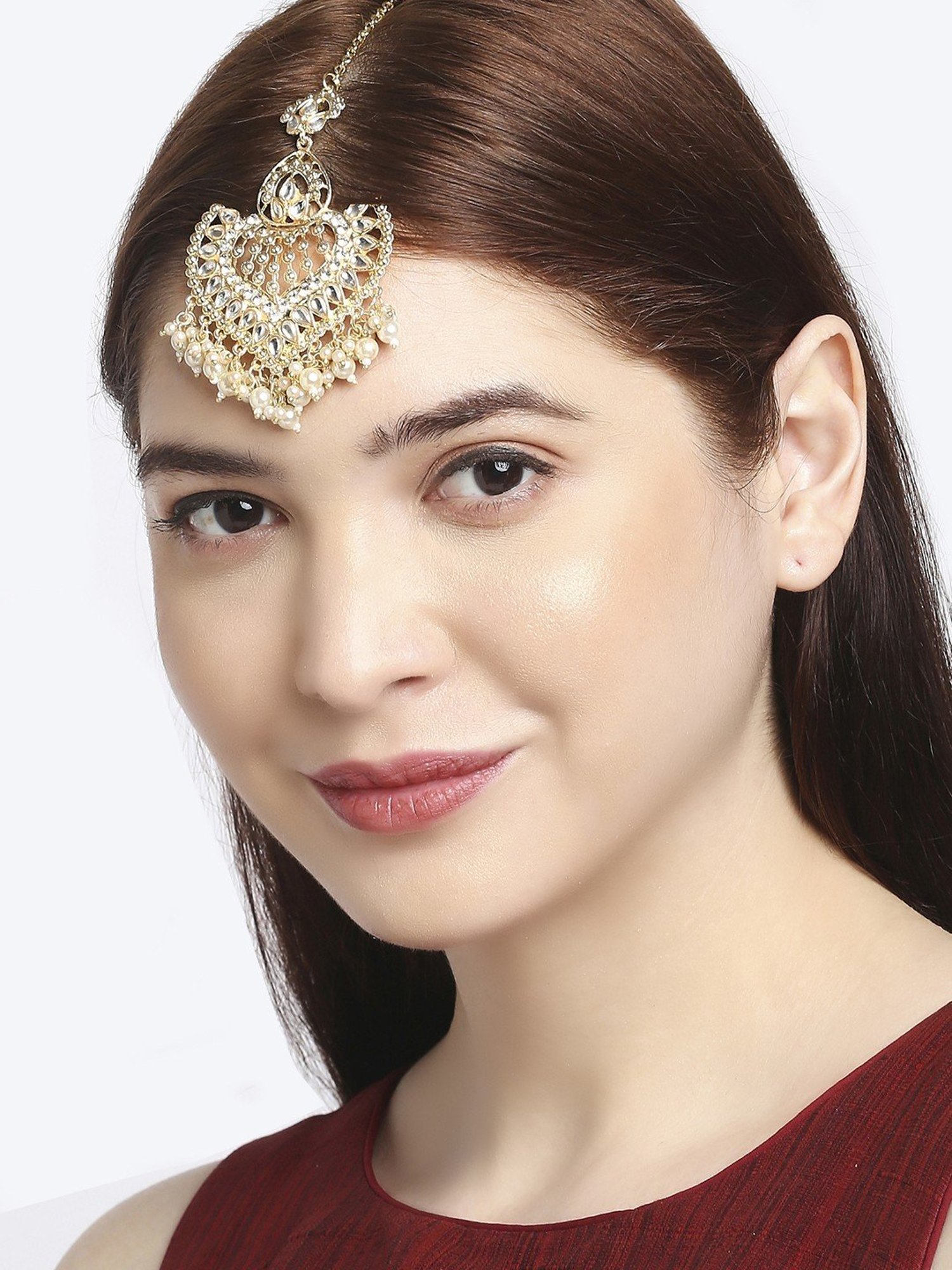 Oomph Gold Jadau Kundan Large Maang Tikka