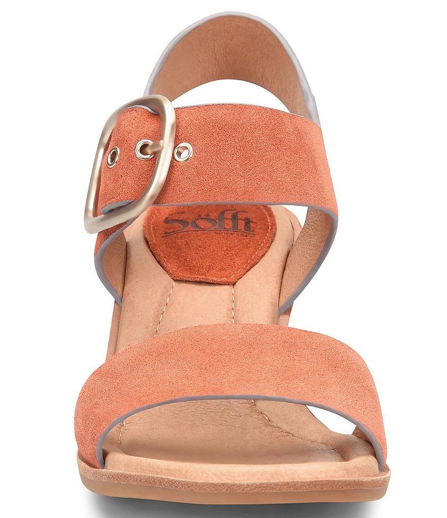 Sofft Greyston Suede Adjustable Buckle Wedge Sandals