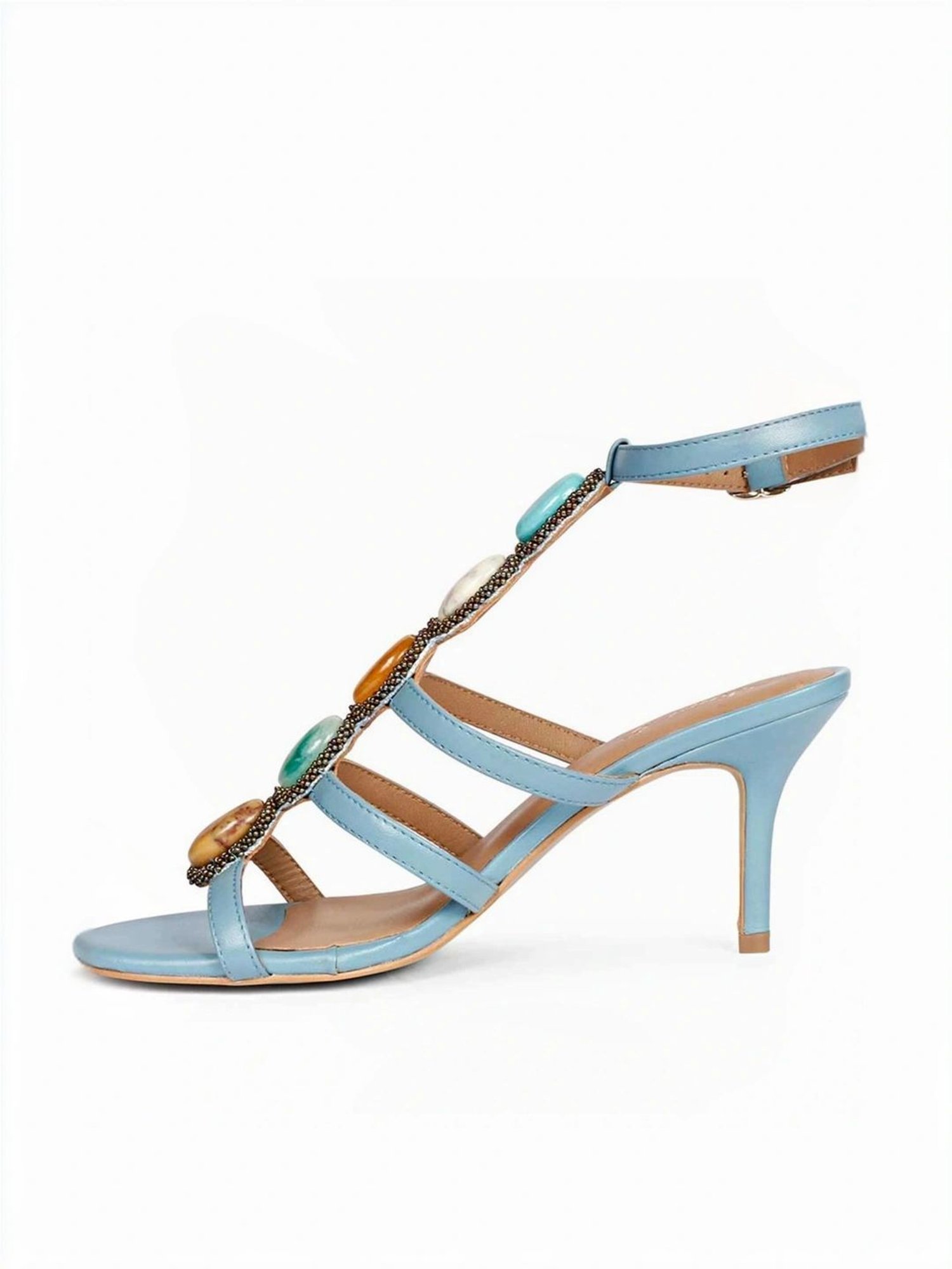 Saint G Women's Blue Ankle Strap Stilettos