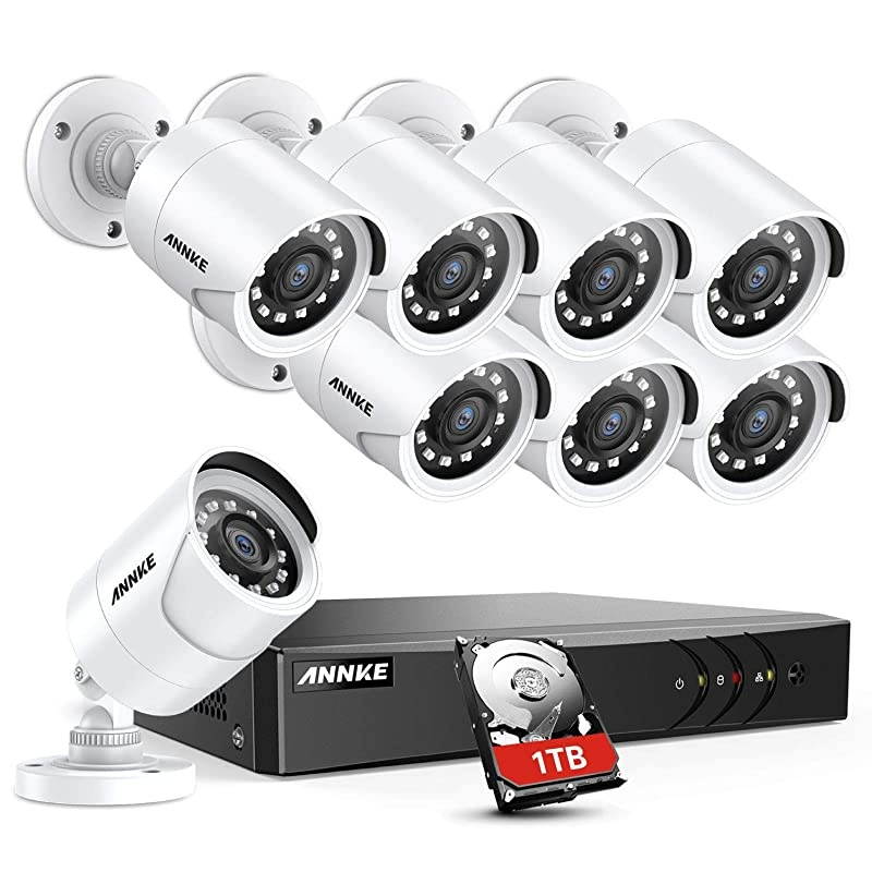5MP Lite 8CH Security Surveillance Camera System H.265+ Wired DVR and (8) X 1080p HD Weatherproof CCTV Camera, 100 ft Night Vision, Easy Remote Access, 1 TB Hard Drive &ndash; E200